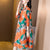 3/4 Ärmel gefalteter Blumendruck im chinesischen Stil Freizeitkleid Boho Kleid