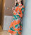 3/4 Sleeve Folded Floral Print Chinese Style Casual Dress Boho Dress