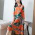Vestido informal de estilo chino con estampado floral doblado de manga 3/4 Vestido boho
