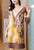 V Neck Folded Floral Print Chinese Style Casual Dress Boho Dress