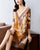 Vestido informal estilo chino con estampado floral doblado con cuello en V Vestido boho