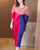 Vestido informal estilo chino ajustado con estampado floral doblado de manga murciélago Vestido boho