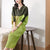 Batwing Sleeve Folded Floral Print Bodycon Chinese Style Casual Dress Boho Dress