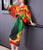 Vestido informal estilo chino ajustado con estampado floral doblado de manga murciélago Vestido boho