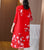 3/4 Ärmel V-Ausschnitt Gefalteter Blumendruck Chinese Style Casual Dress Boho Dress
