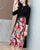 Keyhole Neck Folded Floral Velvet Chinese Style Casual Dress Boho Dress