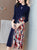 Robe décontractée de style chinois en velours floral plié à col en trou de serrure Robe Boho