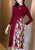 Keyhole Neck Folded Floral Velvet Chinese Style Casual Dress Boho Dress