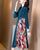 Schlüsselloch-Ausschnitt Gefalteter Blumensamt im chinesischen Stil Freizeitkleid Boho-Kleid