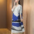 Halbarm-Rundhals-Gefaltetes Freizeitkleid im chinesischen Stil Boho-Kleid
