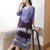 Halbarm-Rundhals-Gefaltetes Freizeitkleid im chinesischen Stil Boho-Kleid