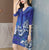 Round Neck Folded Floral Chinese Style Casual Dress with Neck Scarf & Hat