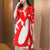 Round Neck Folded Floral Chinese Style Casual Dress with Neck Scarf & Hat