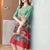 Round Neck Half Sleeve Folded Floral Chinese Style Casual Dress