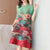 Round Neck Half Sleeve Folded Floral Chinese Style Casual Dress