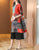 Vestido casual de estilo chino floral doblado de media manga con cuello redondo
