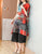 Round Neck Half Sleeve Folded Floral Chinese Style Casual Dress