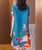Vestido casual de estilo chino floral doblado de cuello redondo de manga corta