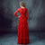 Long Sleeve Full Length Tulle Wedding Dress Evening Gown with Floral Appliques