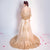 India Style Wedding Dress with Lace Shawl Gold Sequins Chapel Train