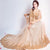 India Style Wedding Dress with Lace Shawl Gold Sequins Chapel Train