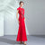 Floral Embroidery Mermaid Cheongsam Chinese Wedding Dress Evening Gown