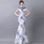 Robe de mariée sirène en porcelaine bleue et blanche Cheongsam de style chinois