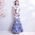 Drachen-Muster Mandarin-Kragen Meerjungfrau Cheongsam im chinesischen Stil Brautkleid
