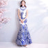 Drachen-Muster Mandarin-Kragen Meerjungfrau Cheongsam im chinesischen Stil Brautkleid