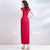 Floral Appliques Cap Sleeve Cheongsam Evening Gown