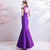 Floral Sequins Cheongsam Top Full Length Mermaid Evening Dress