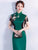 Cheongsam Abendkleid mit Blumenstickerei und Mandarinkragen mit Quasten