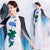 Lotus Embroidery Cheongsam Mermaid Evening Dress with Chiffon Sleeve
