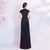 Cap Sleeve Floral Embroidery Cheongsam Top Mermaid Evening Dress