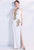 Floral Embroidery Applique Lace Neck Traditional Cheongsam Evening Dress