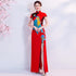 Peacock Embroidery Appliques Cheongsam Top Mermaid Evening Dress