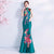 Floral Embroidery Appliques Taffeta Cheongsam Top Mermaid Evening Dress