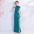 Floral Embroidery Appliques Cheongsam Top A-line Evening Dress