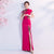 Blumenstickerei Applikationen Cheongsam Top A-Linie Abendkleid
