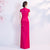 Floral Embroidery Appliques Cheongsam Top A-line Evening Dress