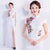 Cap Sleeve Floral Embroidery Appliques Cheongsam Top A-line Evening Dress