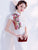 Cap Sleeve Floral Embroidery Appliques Cheongsam Top A-line Evening Dress