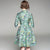Half Sleeve Cheongsam Top Bubble Skirt Floral Dress