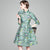 Half Sleeve Cheongsam Top Bubble Skirt Floral Dress