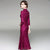 Floral Embroidery Lace Tea Length Mermaid Cheongsam Dress