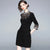 Round Neck Long Sleeve Kint Dress with Sequining & Beading