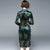 Chinesisches Cheongsam-Kleid aus Baumwolle mit langen Ärmeln und Leopardenmuster