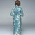 Long Sleeve Knee Length Cheongsam Retro Floral Chinese Dress