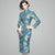 Long Sleeve Knee Length Cheongsam Retro Floral Chinese Dress