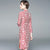 Long Sleeve Knee Length Fancy Cotton Floral Cheongsam Chinese Dress